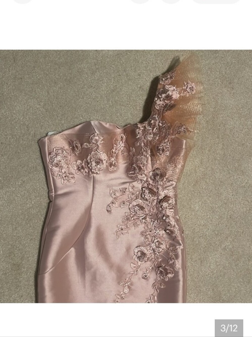 Terani Couture Dusty Rose One-Shoulder Satin Evening Gown - Picture 2 of 3